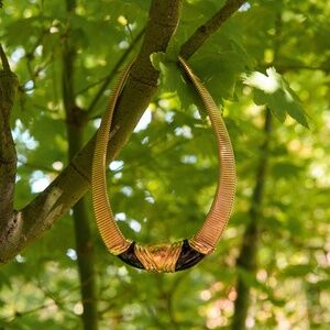 Vintage 1980s Gold Collar Necklace With Black Accents